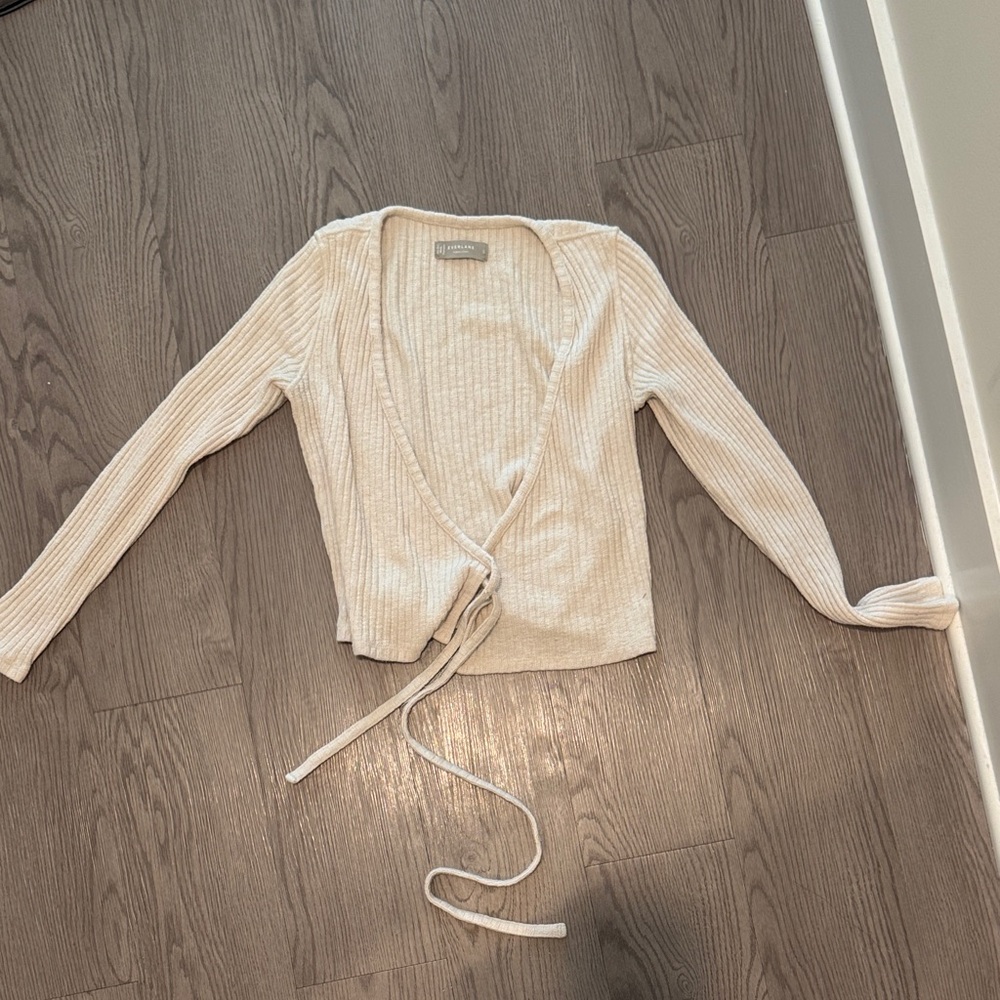 Everlane Ivory Wrap Cardigan